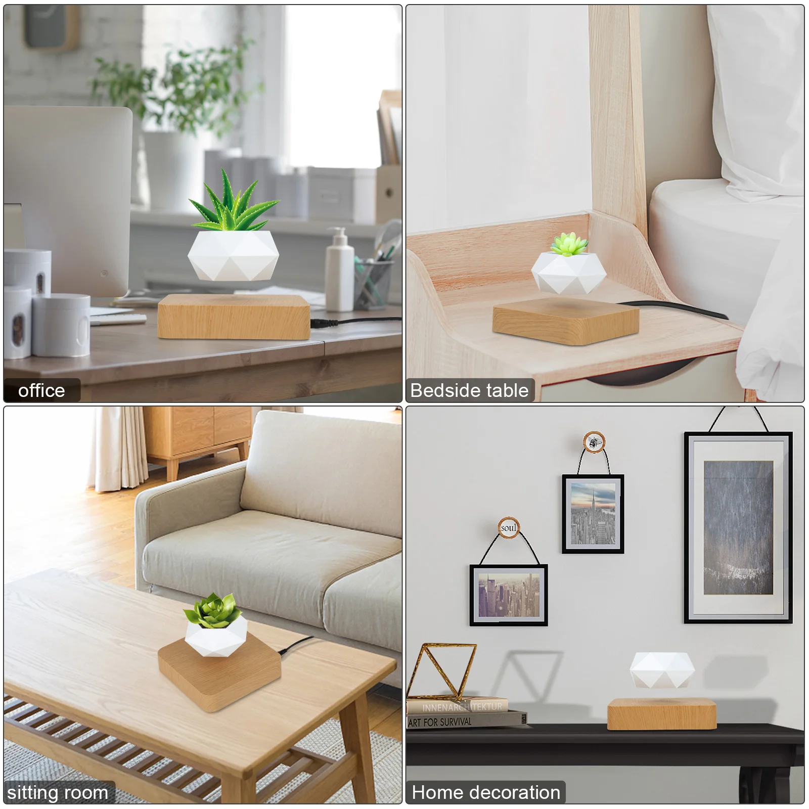 

Rotation Flower Pot Levitating Air Bonsai Pot Planters Magnetic Suspension Floating Pot GIft Potted Plant Desk HomeDecor