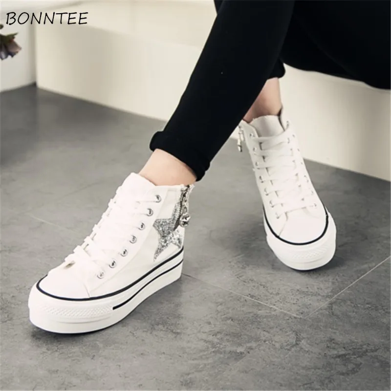 Вулканизированная женская обувь холщовая на толстой подошве для отдыха