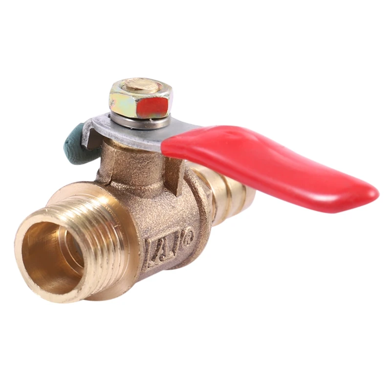

WSFS Hot 10mm x 1/4 inch PT Male Thread Full Port Lever Handle Hose Barb Brass Ball Valve