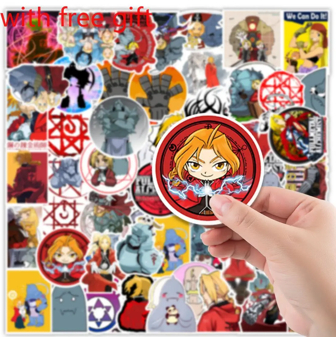 

50Pcs/lot Japanese Anime Fullmetal Alchemist Edward Elric Alphonse Elric Winry Rockbell Stickers For Phone Bicycle Decal Sticker