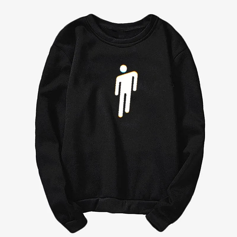 Sweatshirt black2 Billie Eilish, модные толстовки с принтом, с длинным рукавом, с капюшоном,,, повседневные, трендовые, Харадзюку, уличные, хип-хоп толстовки - Цвет: Sweatshirt black2
