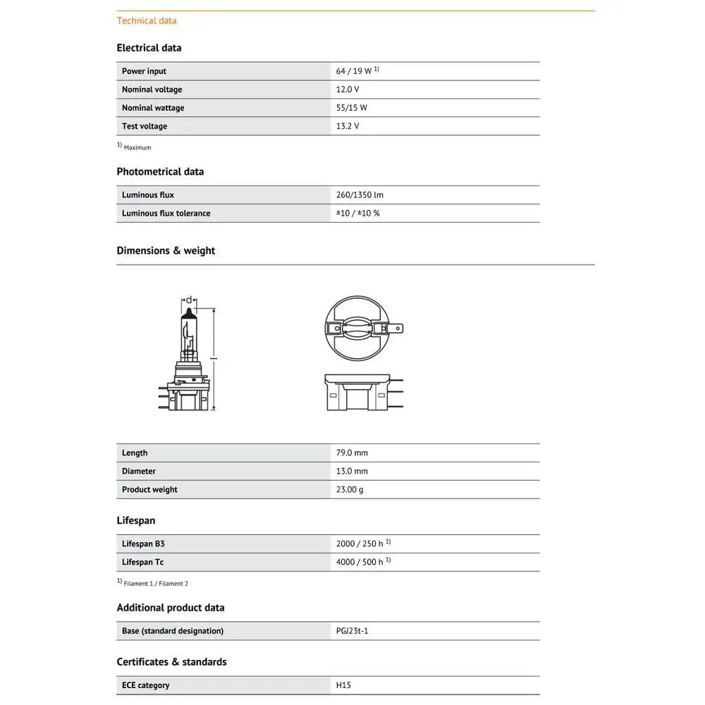 OSRAM H15 12V 55/15W 64176 Original Halogen Headlight Auto Bulb 3200K Standard Lamp DRL for VW Audi A4 A6 Golf Jetta GLA (1pc) | Автомобили