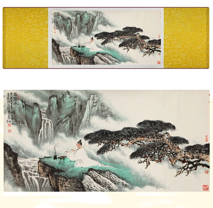 

landscape art painting Mountain and River art painting lofty mountains and flowing water paintingPrinted painting