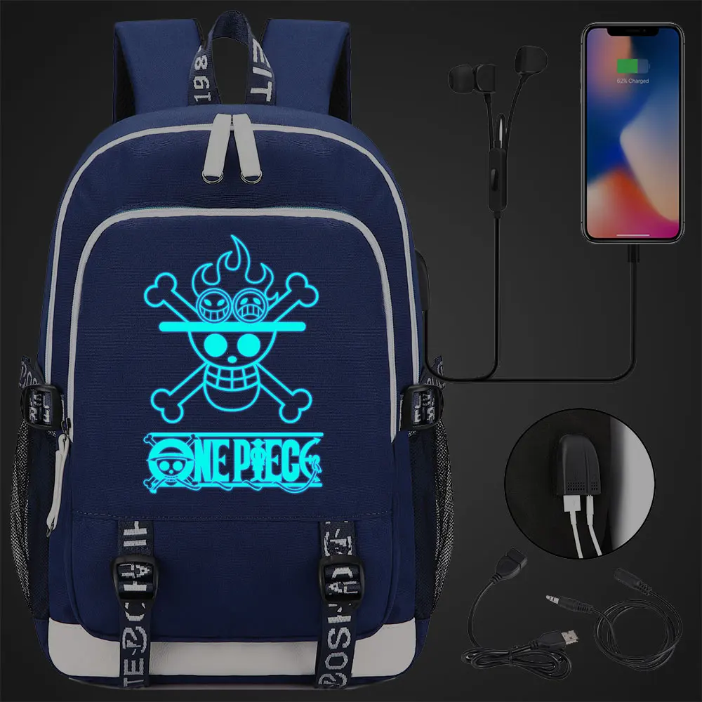 Синяя светящаяся Слитная мультяшная обезьянка D Луффи USB для мальчиков и девочек