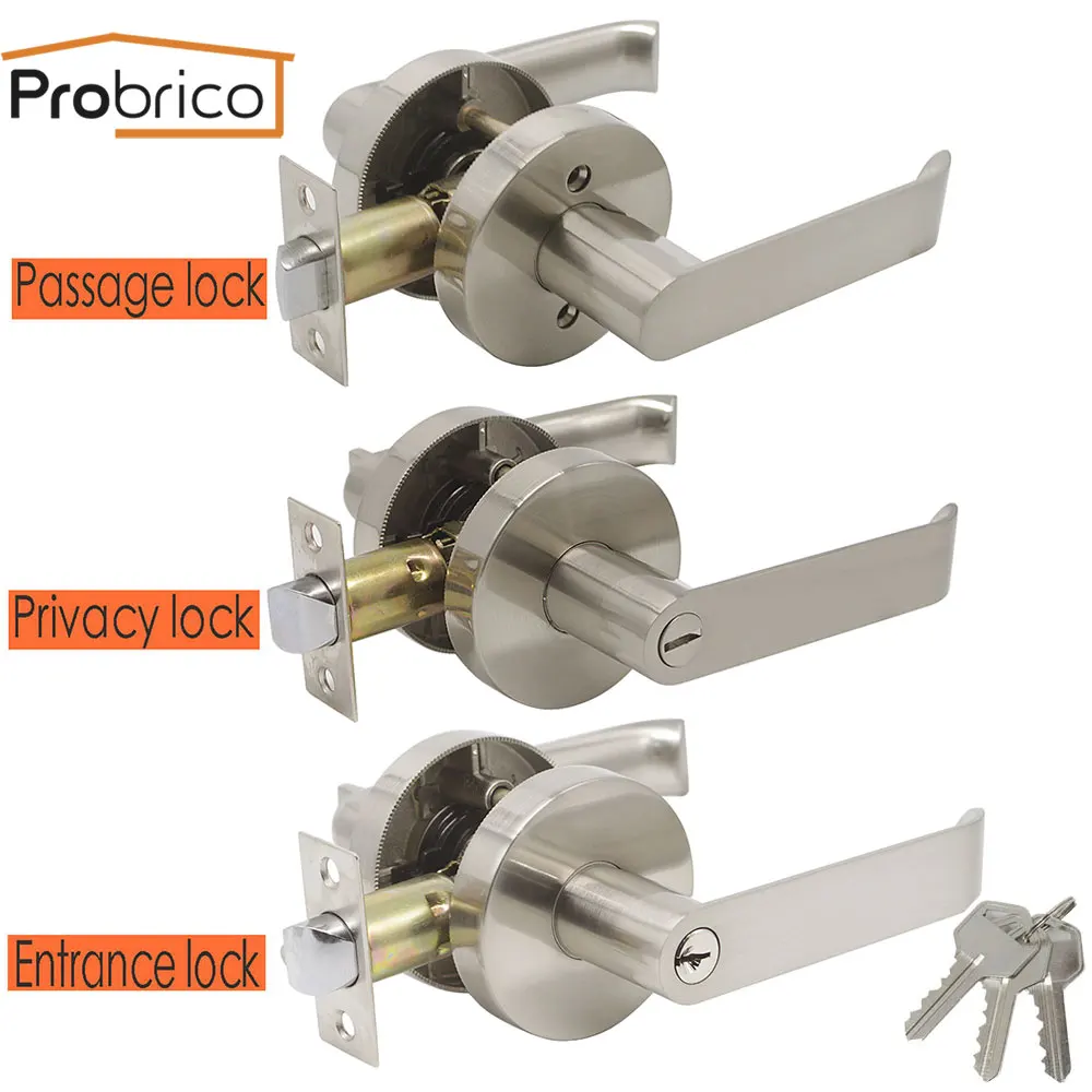 

Probrico Anti-theft Door Handles with Lock core Front Back door Levers Latch Mute door locks for Interior doors handle set