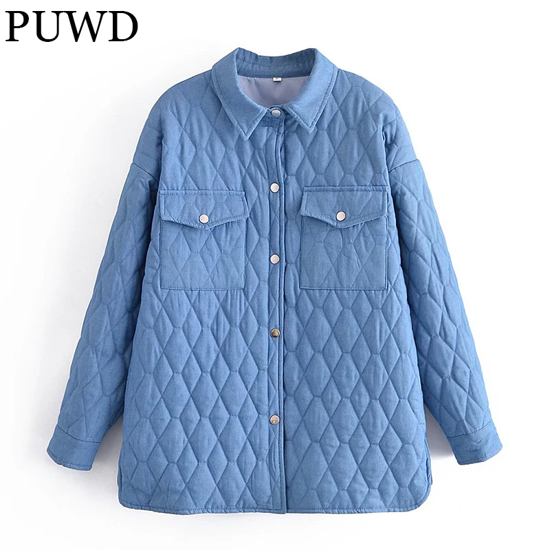Свободная Женская джинсовая рубашка PUWD Стильная хлопковая куртка осень/зима 2021