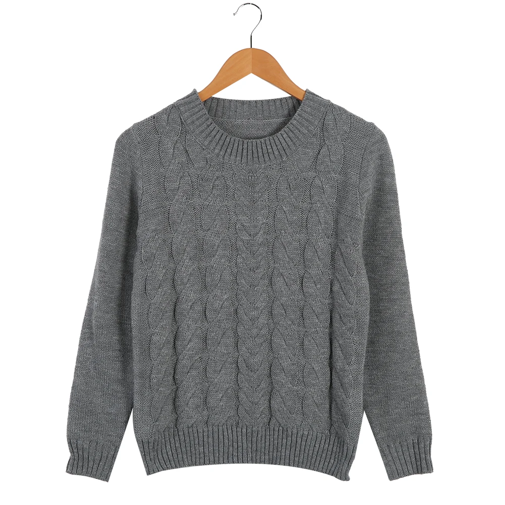 Autumn and Winter Vintage Women Sweater Long Sleeve Loose Knitted Pullover Gray/White Sweaters Fashion Casual woollen | Женская одежда