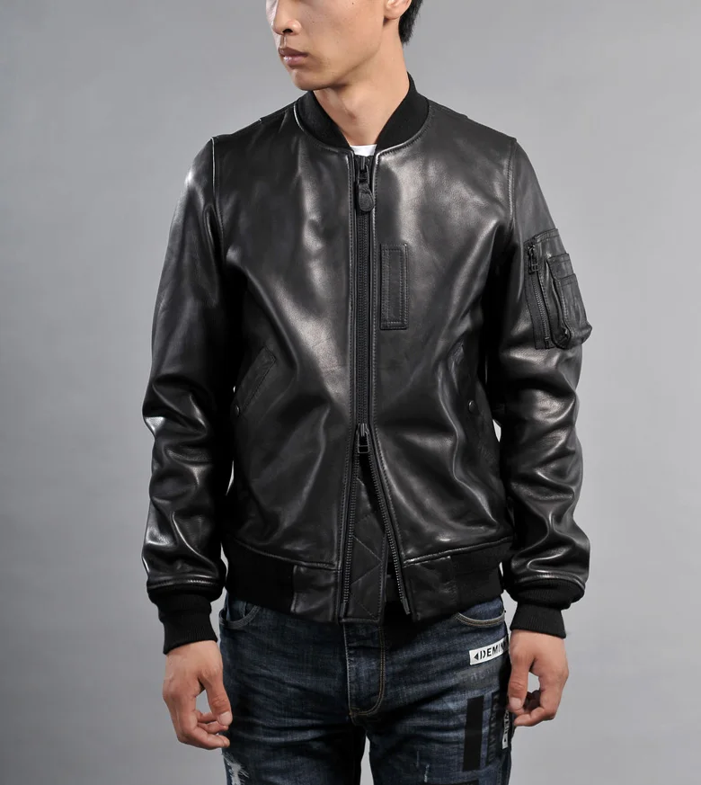 

New Classic Ma1 Jacket 100% Thick Sheepskin Coat Japan Style Genuine Leather Jackets High Quality Sales