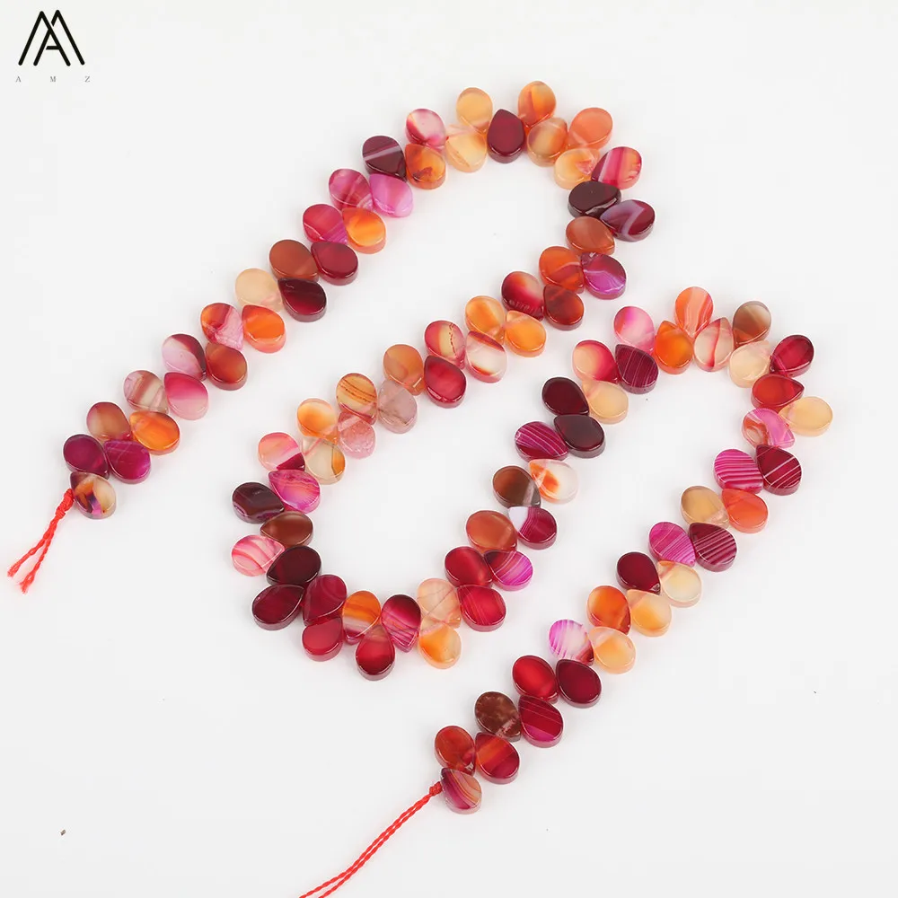 

Approx 105Pcs/Strand Natural Striped Agates Double Water Drop Beads Necklace Making,Rainbow Drop Agates Slab Beads Jewelry DIY