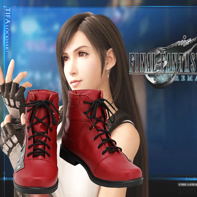

Hot New Final Fantasy VII Remake Tifa Cosplay Red Shoes Boots Custom-made