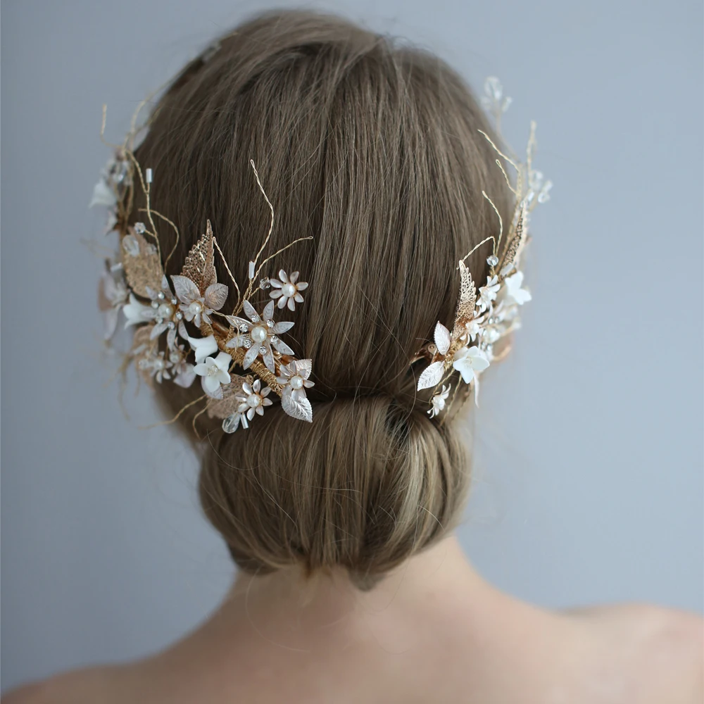 Wedding Hair Clips Headband Bridal Accessories Pearl Floral Tiara Women Headpiece | Украшения и аксессуары