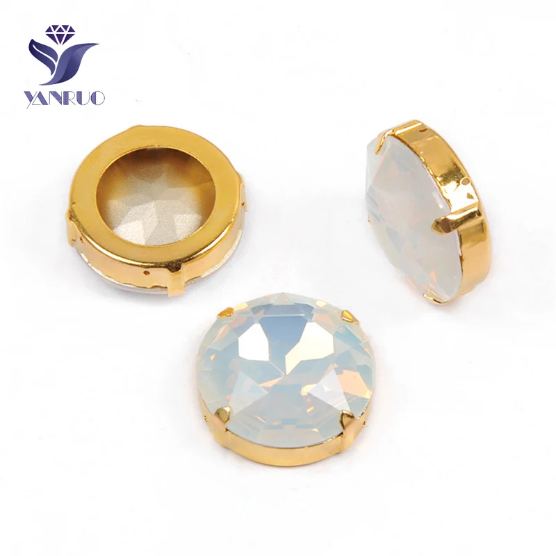 White Opal Yanruo 1201 круглая нашивная СТРАЗА стеклянные поделки камни и кристаллы Точка назад большие стразы для украшения - Цвет: White Opal