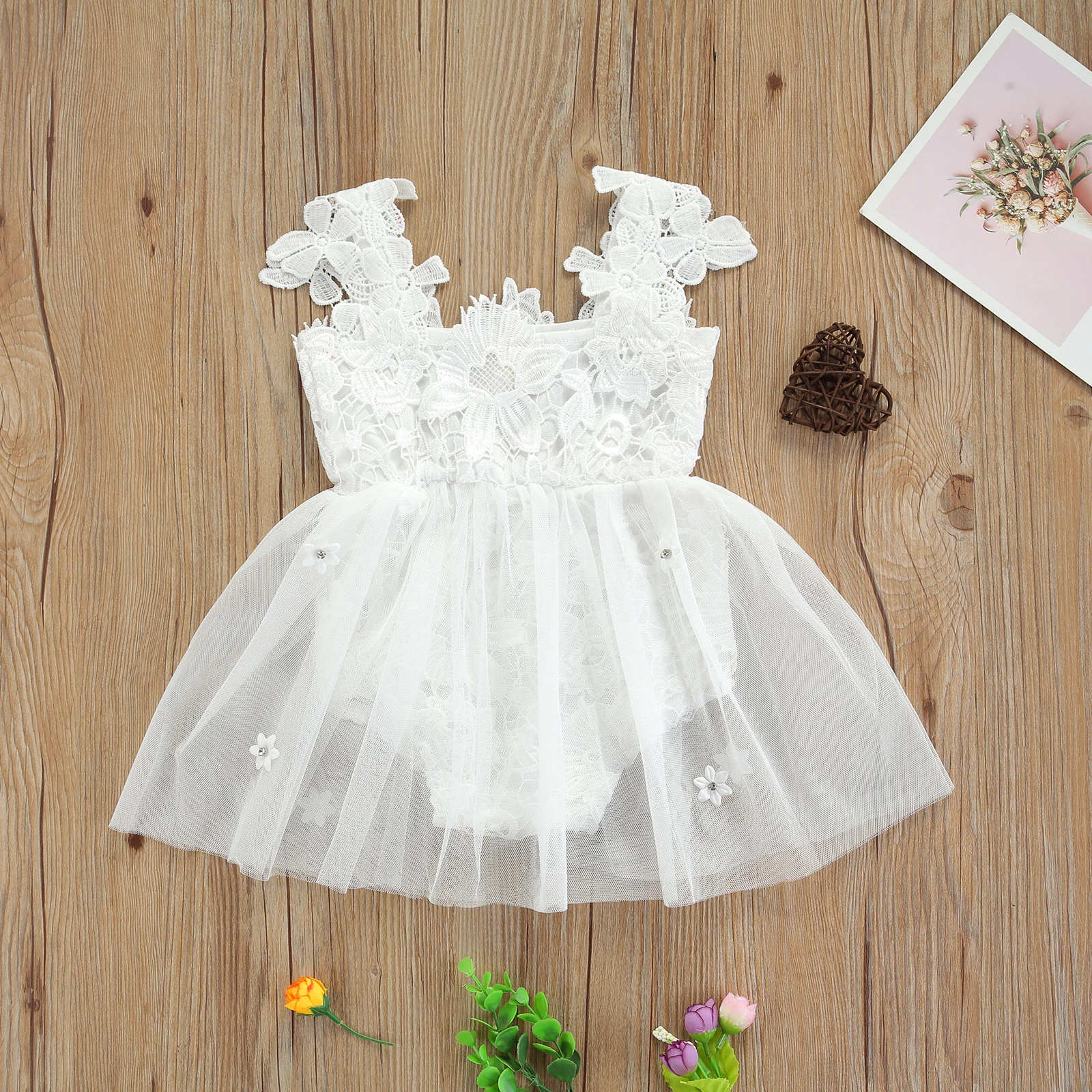 

0-24M Sweet Lace Girls Romper Newborn Baby Solid Color Lace Crochet Square Neck Sleeveless Rompers Skirt Summer Clothing