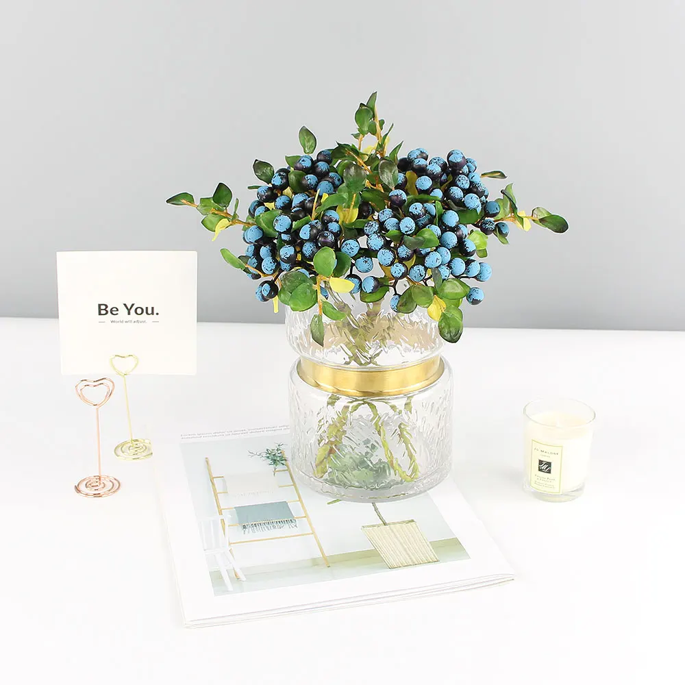 Искусственные ягоды веточки оптом Висячие спреи 2 шт Матовый Синий для поделок