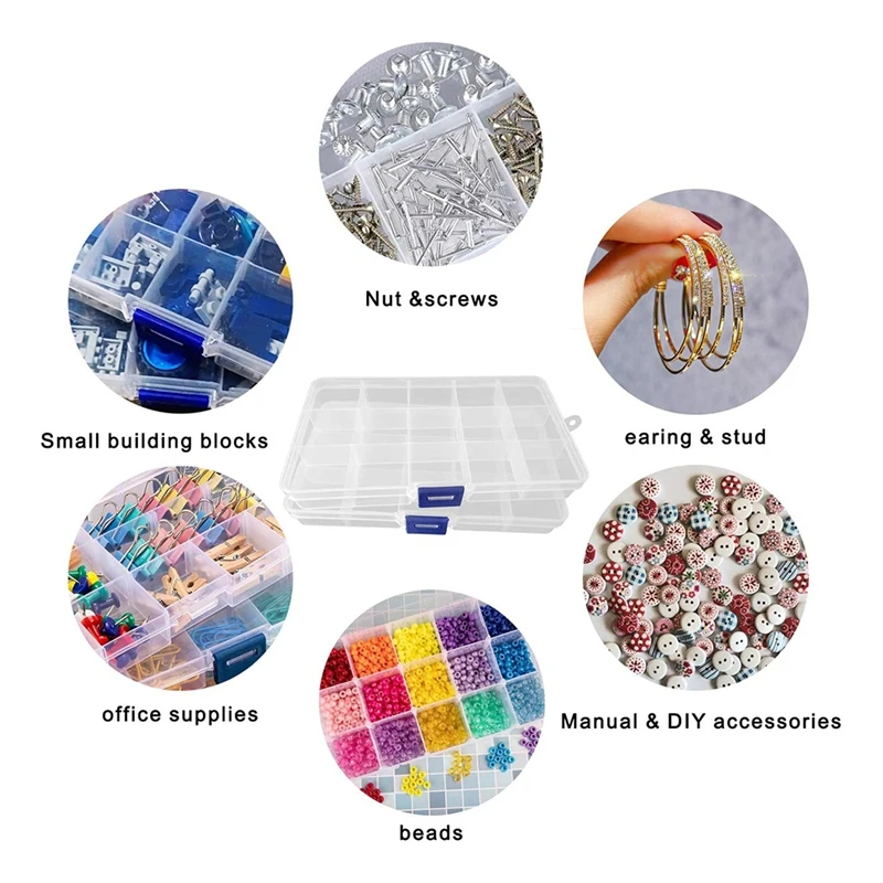6Pcs Clear Compartment Plastic Organizer Container Box Small Stackable Storage With Adjustable Crafts Accessories | Дом и сад