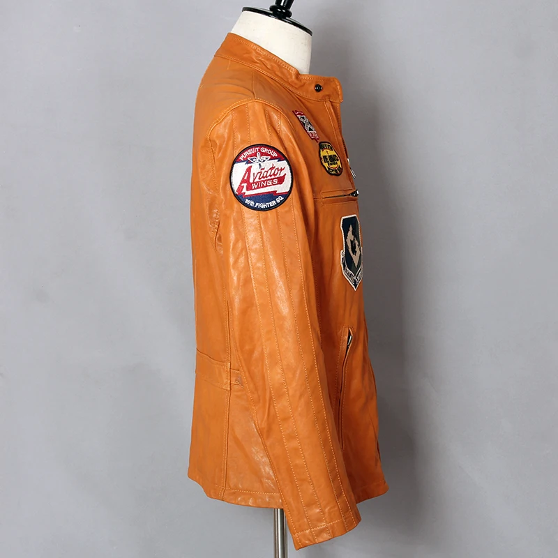 AVIREX FLY/модная мужская куртка из натуральной кожи приталенная короткая