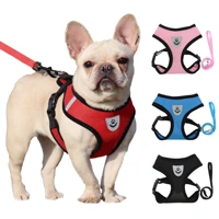 reflective breathable mesh pet dog harness vest adjustable safety vehicular walking lead leash for small medium dog pet supplies
