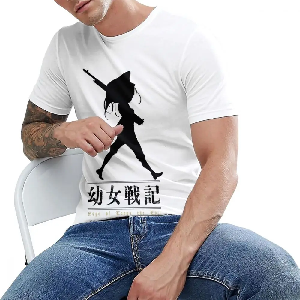 Футболка Youjo Senki с черным рисунком Классическая Мужская хлопковая футболка