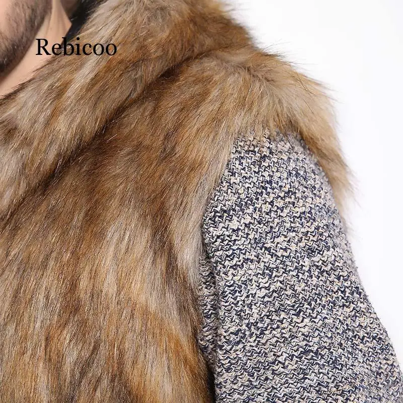 

2019 faux fur men's vest with hood and fluffy slim warm and comfortable jacket
