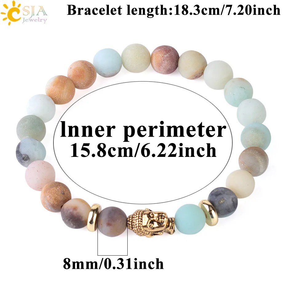 CSJA 8 мм браслет из натурального камня матовые бусины Амазонит мала пулсера череп