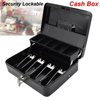 portable security lockable cash box tiered tray money drawer safe storage black home office container tool