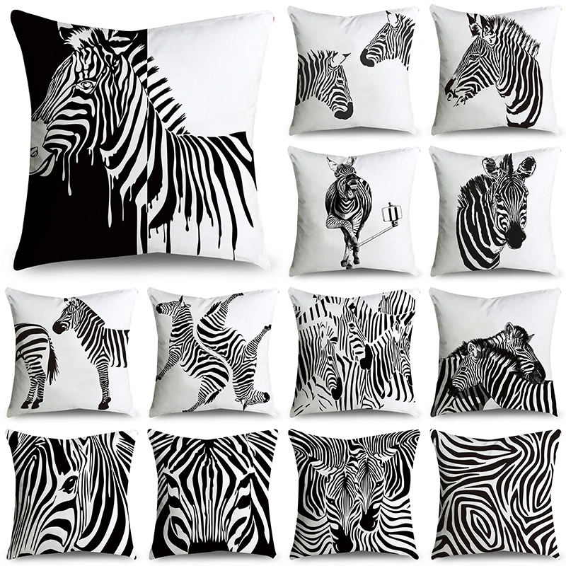 Декоративная подушка с зеброй Чехол 45*45 см полиэфирная наволочка для подушки