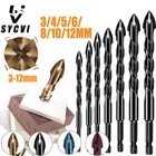 SYCVI 3-12 мм 5 шт. набор сверл с шестигранным углублением для стекла керамики бетона Открыватель отверстий кирпич твердый сплав треугольный набор инструментов