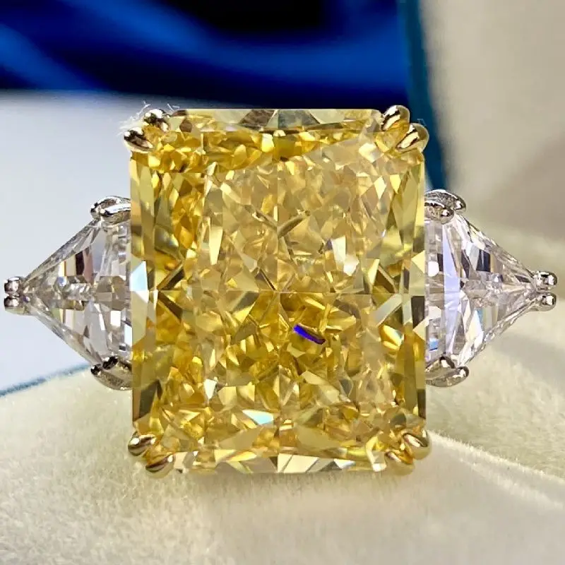 

ARIGAYA 925 Sterling Silver Large Created Diamond Gemstone Wedding Engagement Citrine Ring Luxury Fine Jewelry gifts for women