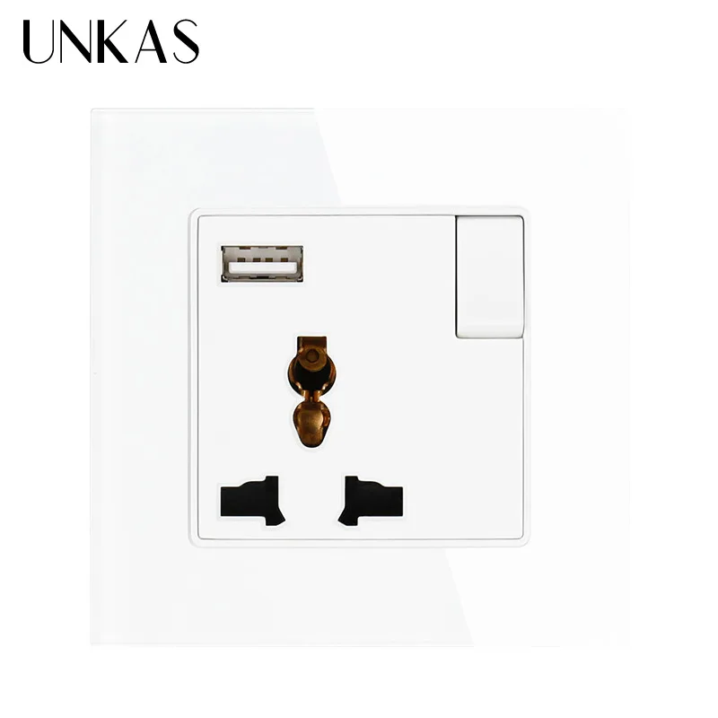 Универсальная Розетка UNKAS с 3 отверстиями USB-портом для зарядки мобильного выхода