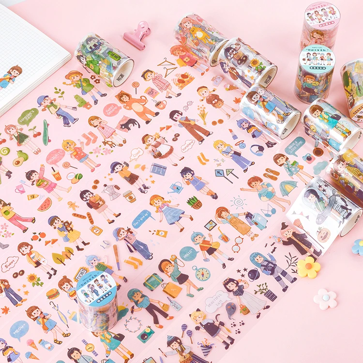 Girl's Life Series transparent Washi Tape Set Japanese PET Stickers Scrapbooking Adhesive Gilding Washitape Kawaii Stationary |
