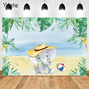 Yeele Summer Tropical Sea Seaside Beach Party Elephant Birthday Backdrop  Photography Background For Photo Studio Photophone