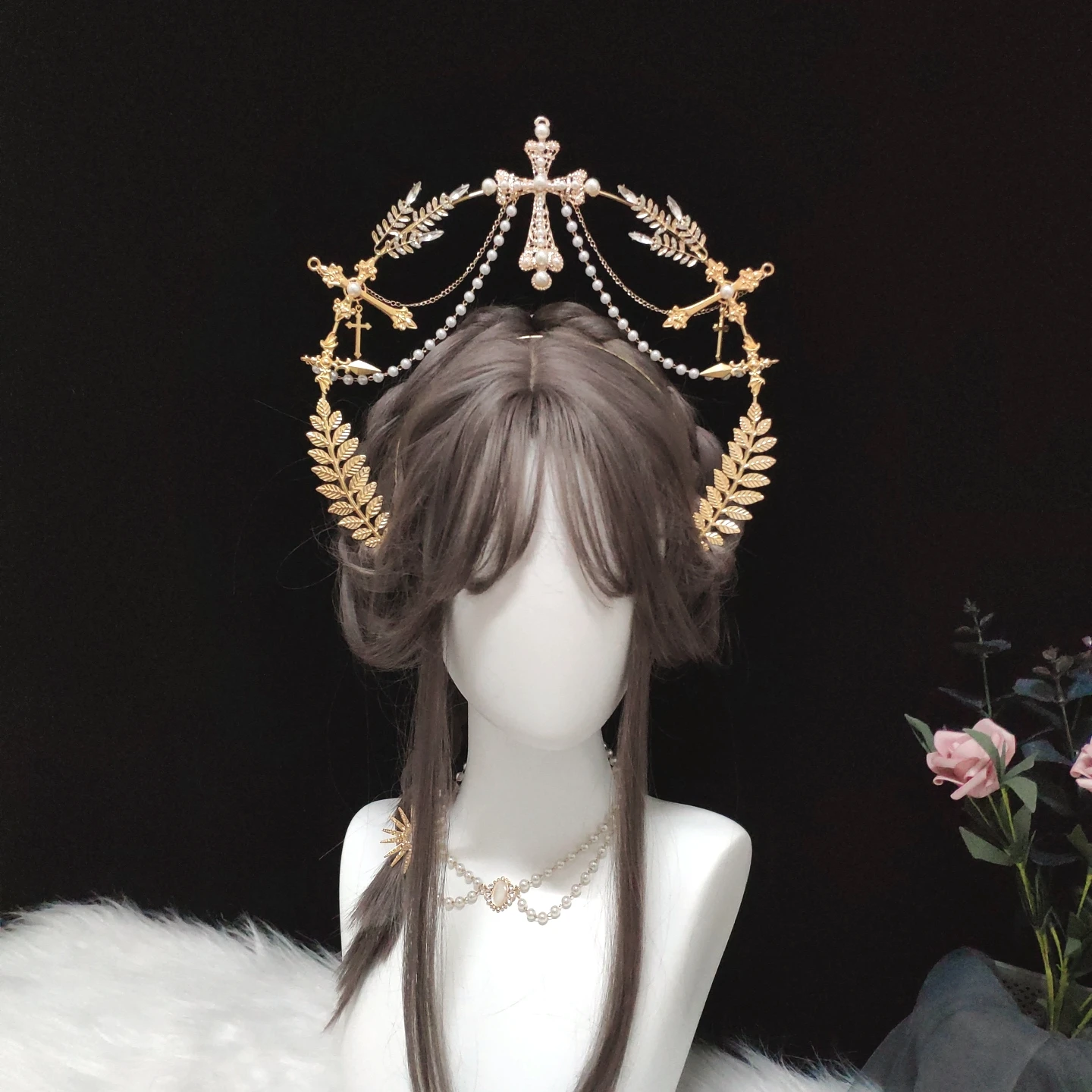 

Sweet Lolita Retro Halo Catwalk Photograph Stuinga Headwear Deity Gorgeous Headdress Church Angel Hanfu Of Hair Accessories Set