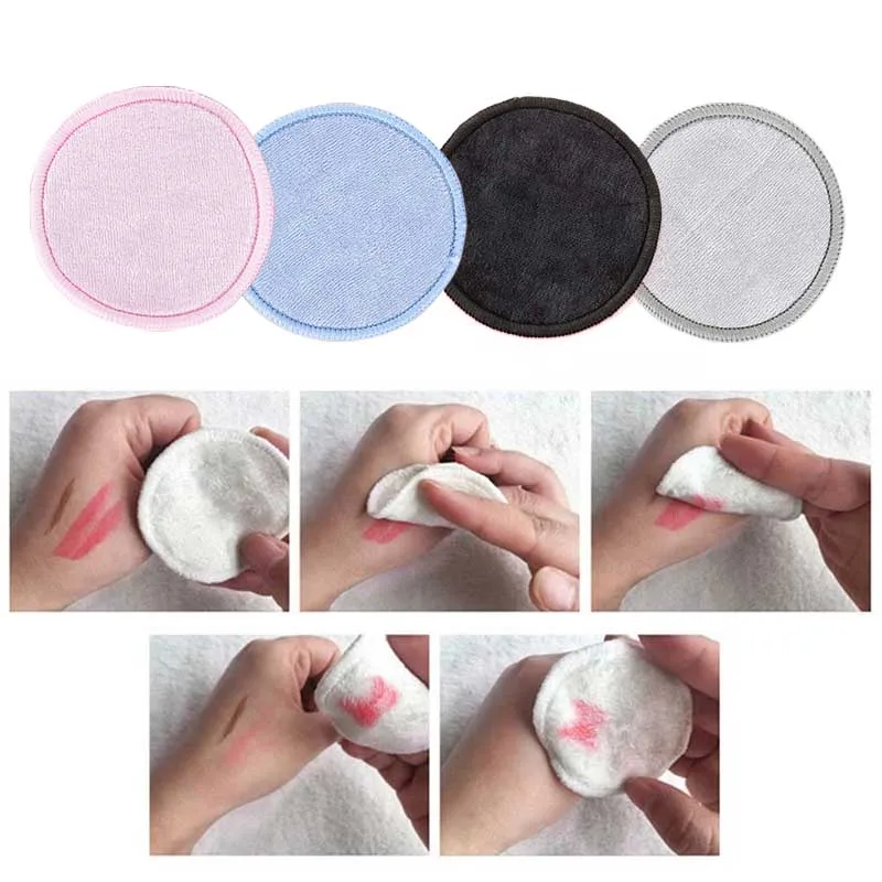 

Cosmetic Reusable Bamboo Makeup Remover Pads 12pcs/Pack Washable Rounds Cleansing Facial Cotton Make Up Removal Pads Makeup Tool