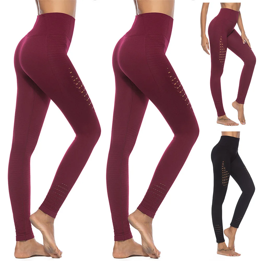 

Women Squats Fitness Leggings Seamless High Waist Thin Tights Out Pants Double Neckline Yoga Sport