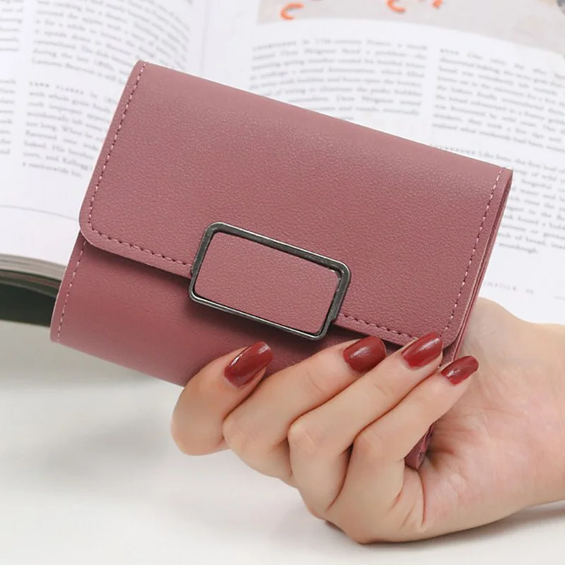 Dark pink Новинка, маленький кошелек для денег, Женский Повседневный однотонный кошелек, Модный женский короткий Мини Универсальный корейский студенческий маленький кошелек - Цвет: Dark pink
