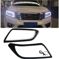 exterior moulding auto accessories chormium stylng front led headlights lamp trims cover fit navara np300 2015 2018 pickup car