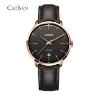 CADISEN Automatic Mechanical Watch Man Genuine leather Luxury Classic Business MIYOTA 8515 Top Brand Male Clocks Wristwatch 2020