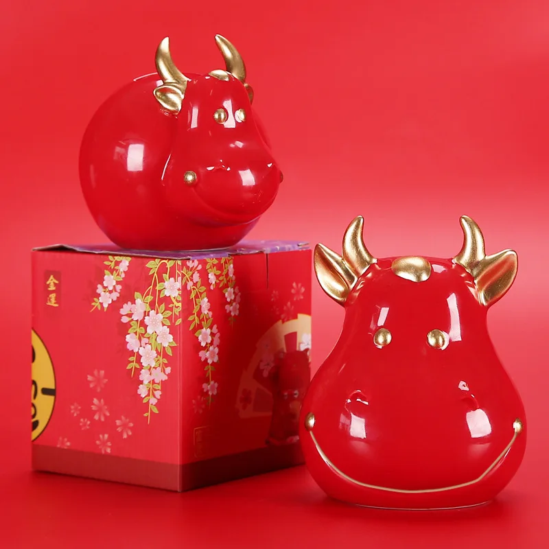 

Creative cartoon Red Bull character ceramic ornament home decoration statue coworker hall office desktop decoration piggy bank