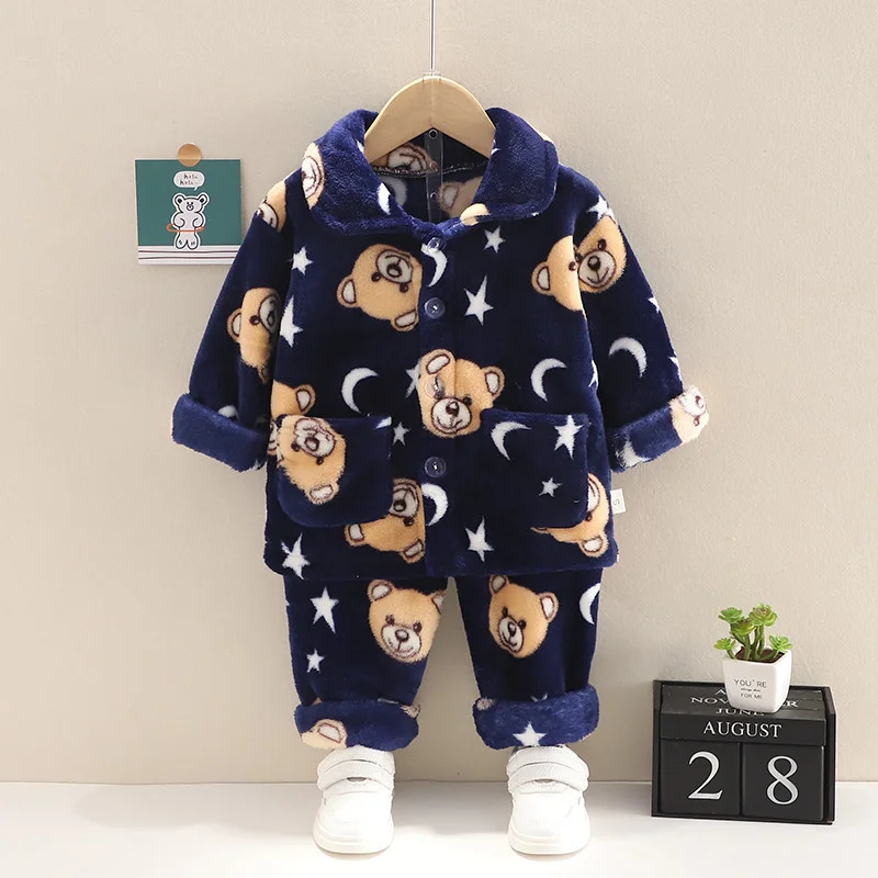 New Autumn Winter Baby Girls Clothes Children Sleepwear Fashion Cartoon Long Sleeve Top Pants Toddler Boys Costume Kids Pajamas