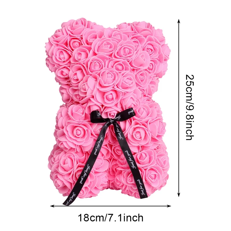 

25cm Teddy Rose Bear With Gift Box Artificial PE Flower Bear Rose Valentine's Day Romantic Gifts For Girlfriend Women Wife lover