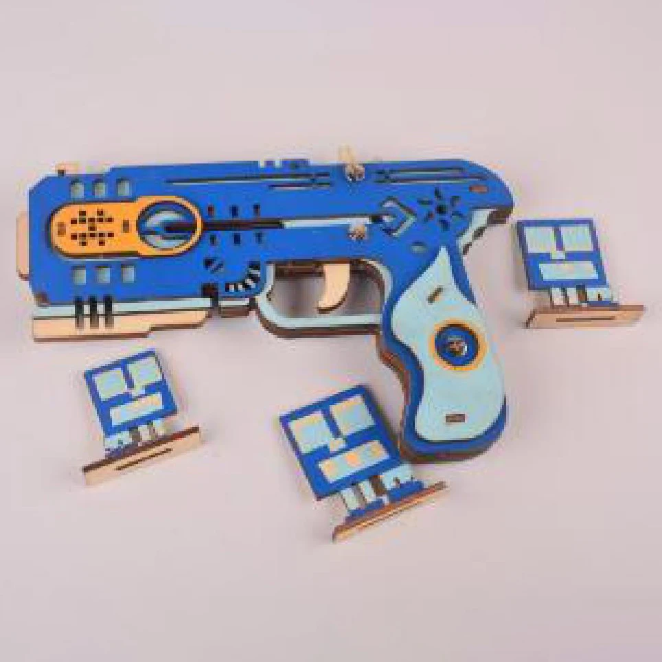 Деревянный 3D пистолет головоломка оружие Модель Kit электронная игрушка машина