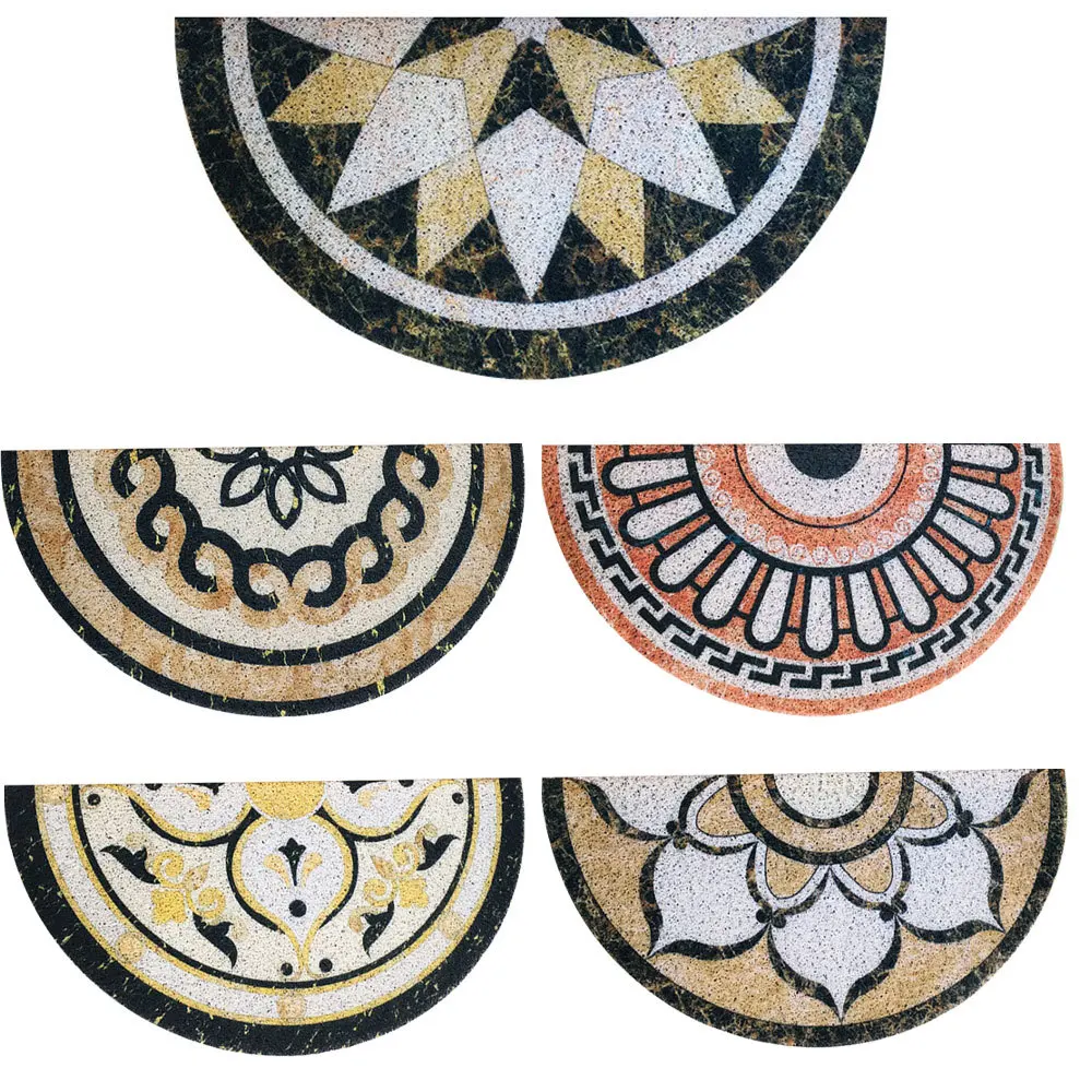 Мраморный узор полукруглый уличный коврик черный Впитывающий Коврик