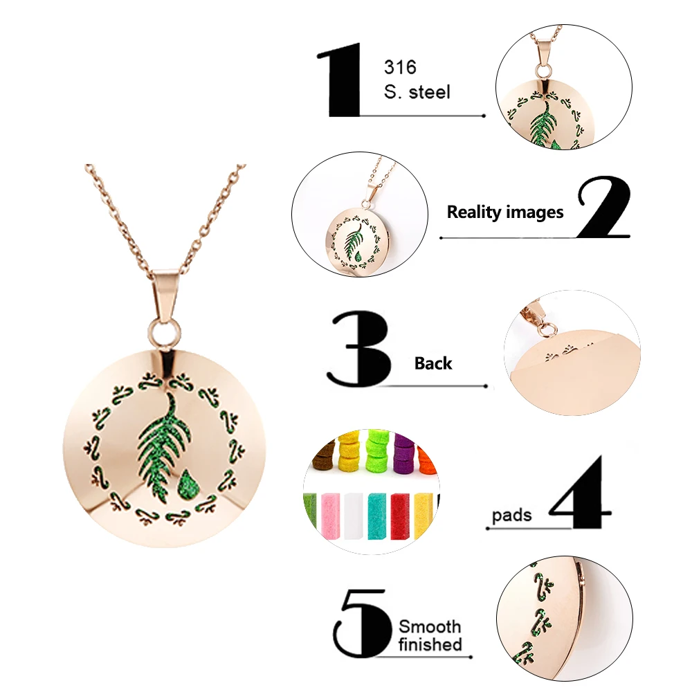 Животное ароматерапия диффузор Neckalce эссенция масло медальон со светорассеивателем кулон Аромат из нержавеющей стали розовое Золотое ювелирное ожерелье