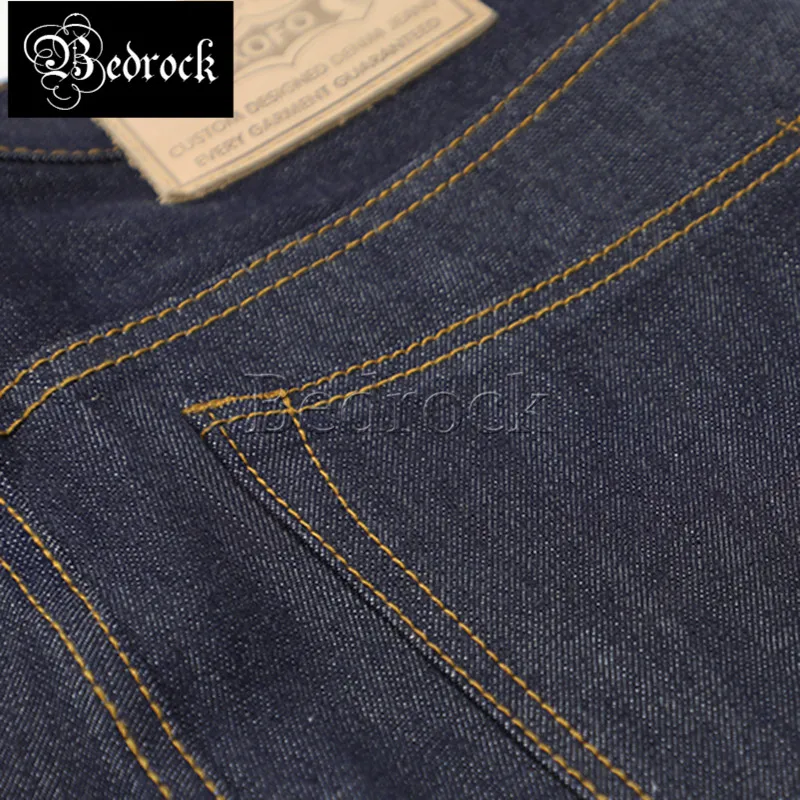 unwashed selvedge harajuku retro original color trousers pure cattle jeans straight loose red line denim jeans for men