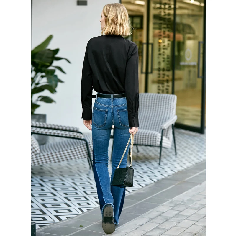 Amii Весенняя женская офисная рубашка однотонная Повседневная Женская блузка с