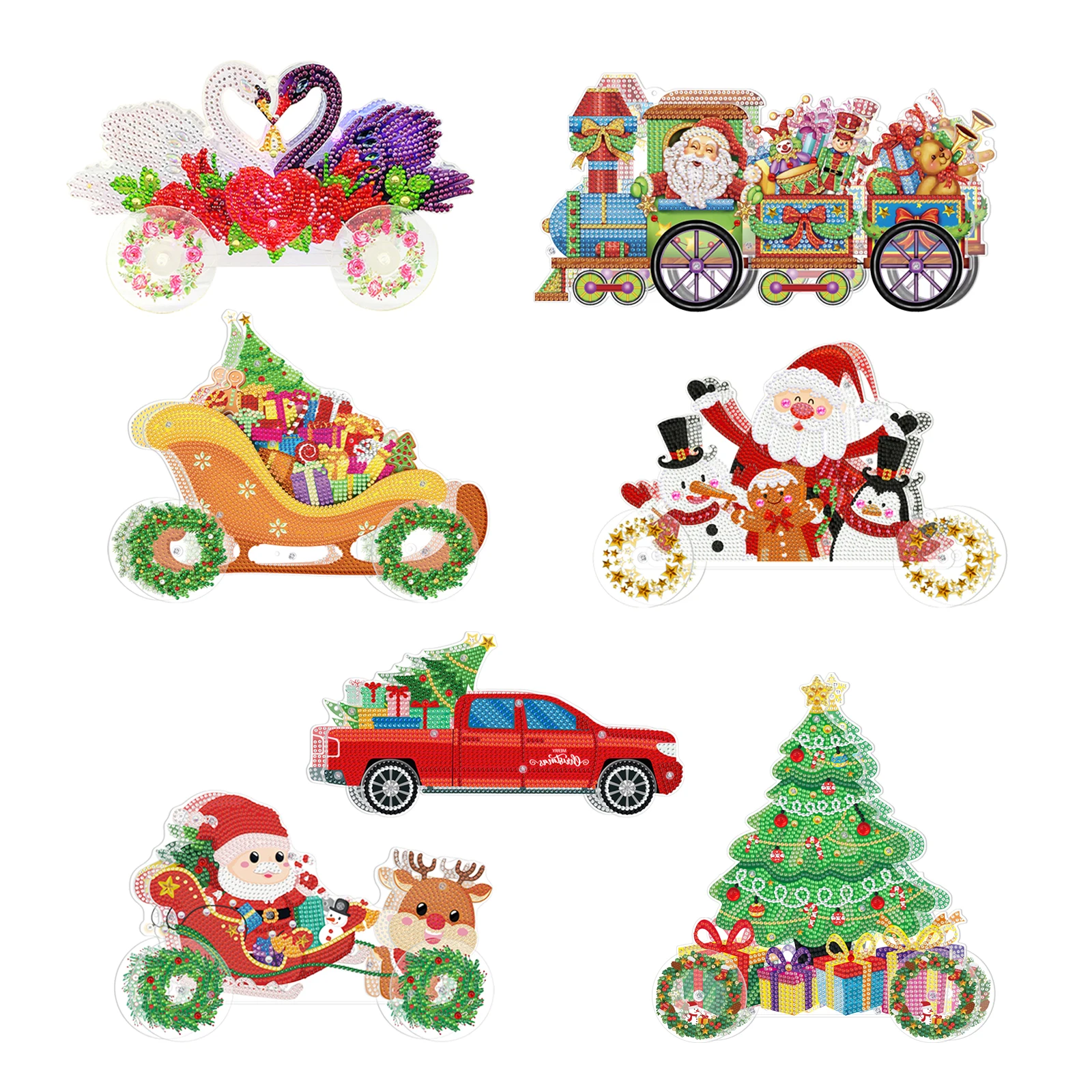 

New DIY Diamond Painting Santa Claus Mosaic Diamond Embroidery Home Decoration Christmas Gift Luminous Diamond Toy Car