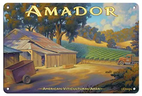 

Винные горки Amador-округ El Dorado-виноградники Sierra Foothills AVA-Калифорния винная Страна Искусство металлический жестяной знак