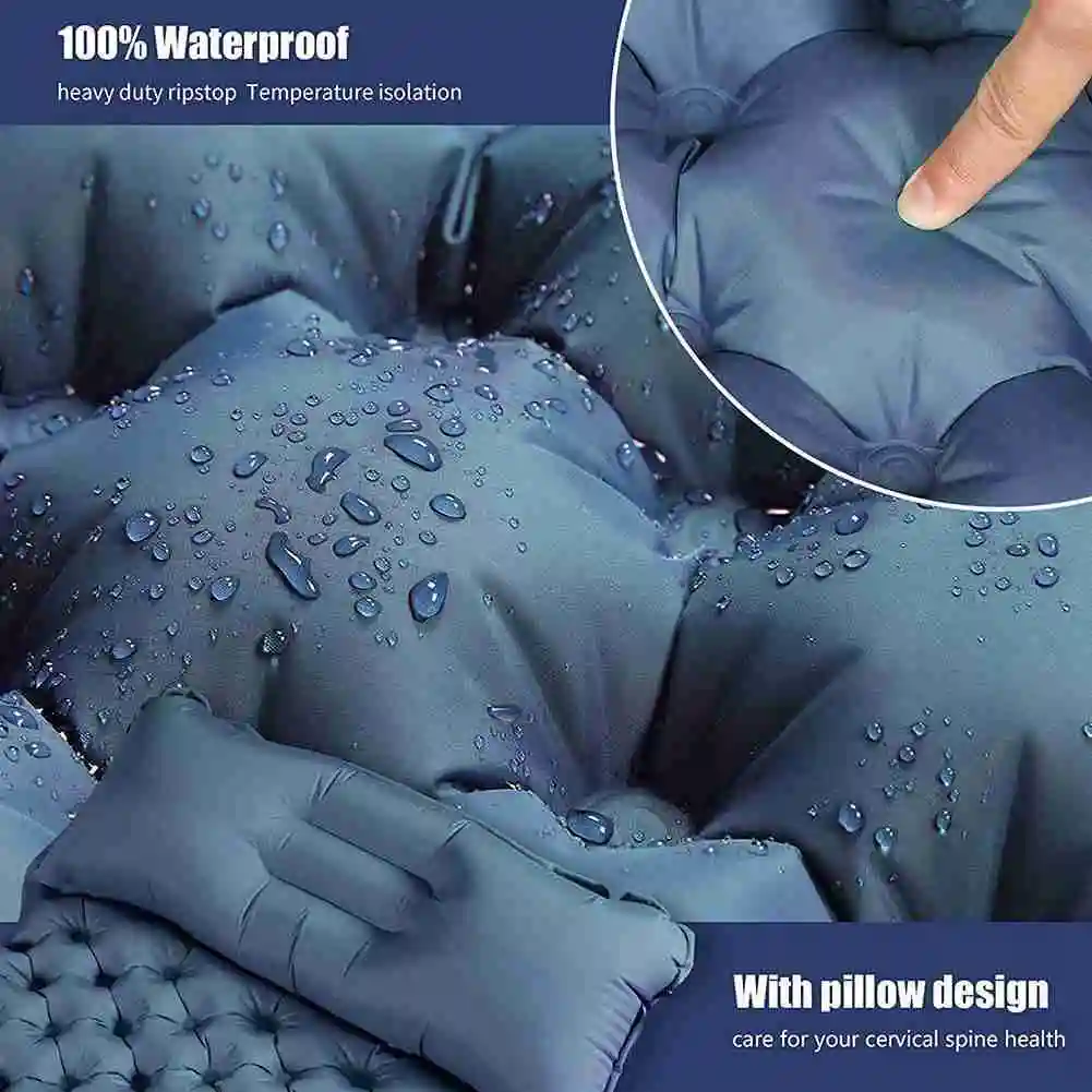 

Outdoor Sleeping Pad Camping Inflatable Mattress with Pillows Travel Mat Folding Bed Ultralight Air Cushion Hiking Trekking