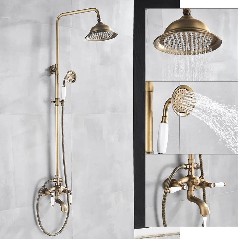 

Shower Faucet Bathroom Shower Rain Shower Set Brass Home Wall-Mounted Golden/ Chrome/Antique Brass/Orb