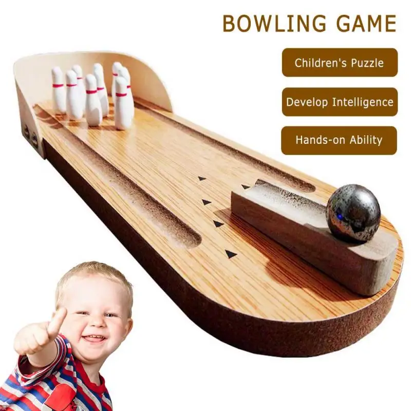 

Child Toys Wooden Mini Desktop Bowling Game Toy Set Fun Indoor Parent-Child Interactive Table Game Bowling Developmental Toy